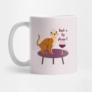 Cute Cat and Wine Funny Design Mug